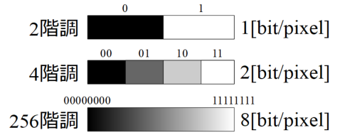 画像の輝度値、階調