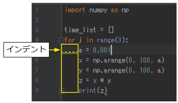 Pythonのインデント